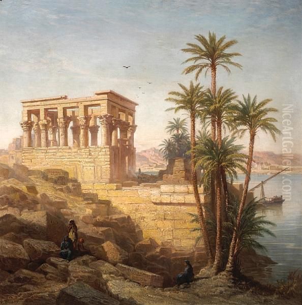 The Hypaethral Temple, Philae, Egypt Oil Painting by Frank Dillon