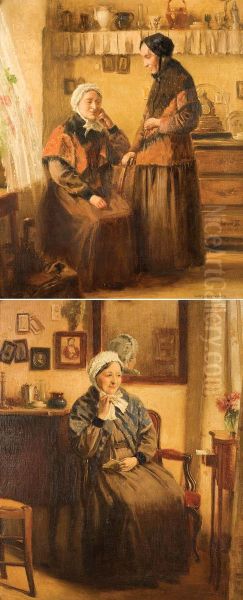 Deux Beguines + Beguine Assise Oil Painting by Georges Hippolyte Dilly