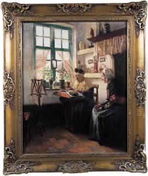 Interieur Flamand Oil Painting by Georges Hippolyte Dilly