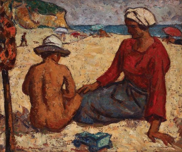 At The Beach In Balcik Oil Painting by Stefan Dimitrescu