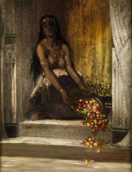 Halb Bekleidete Haremsdame Oil Painting by Alphonse Etienne Dinet