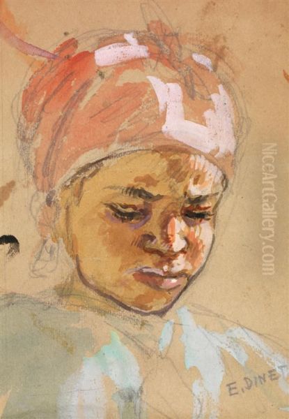 Jeune Algeroise Au Turban Oil Painting by Alphonse Etienne Dinet