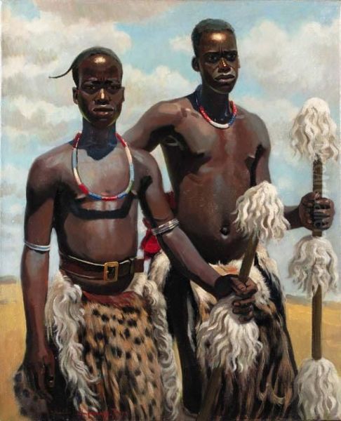 Zulu Warriors Oil Painting by Waalko Jans I Dingemans