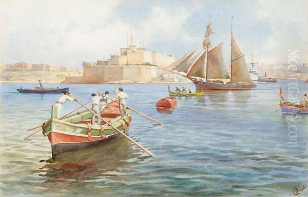 Fort St Angelo, Valetta Oil Painting by Edward Caranua Dingli