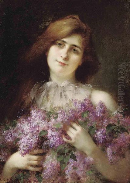 The Lilac Bouquet Oil Painting by Serkis Diranian