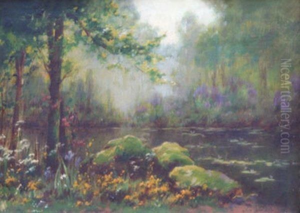 L'etang Oil Painting by Serkis Diranian