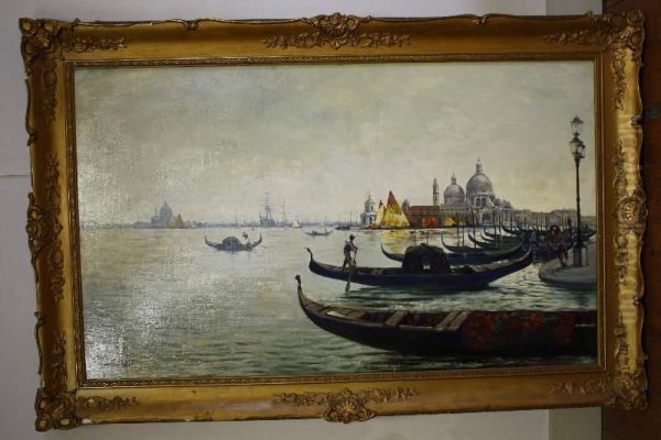 Gondels Te Venetie Oil Painting by Antonius Bernardus Dirckx