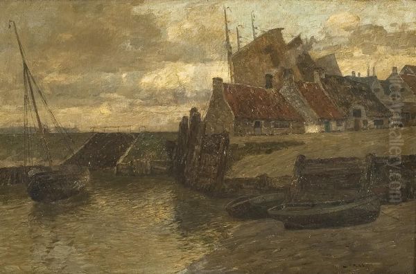 Boote Am Kai Oil Painting by Andreas Dirks