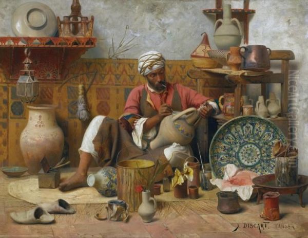 L'atelier De Poterie, Tanger Oil Painting by Jean Discart