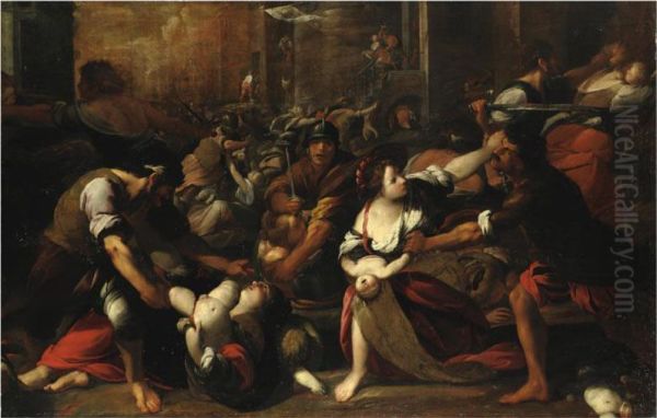 La Strage Degli Innocenti Oil Painting by Giovan Battista Discepoli Lo Zoppo Da Lugano