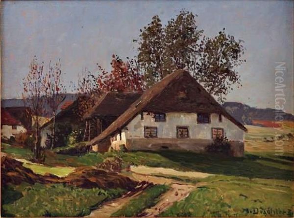 Chalet De Montagne Oil Painting by Hermann Dischler