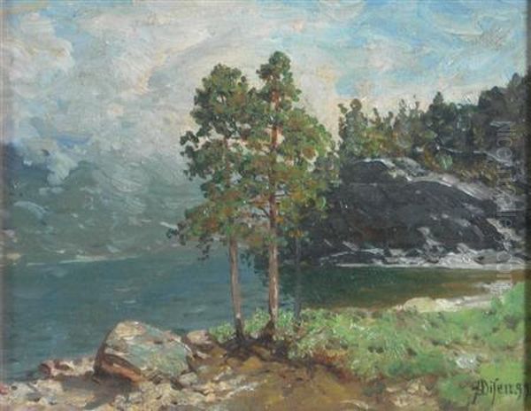 Fjord Landscape Oil Painting by Andreas Edvard Disen