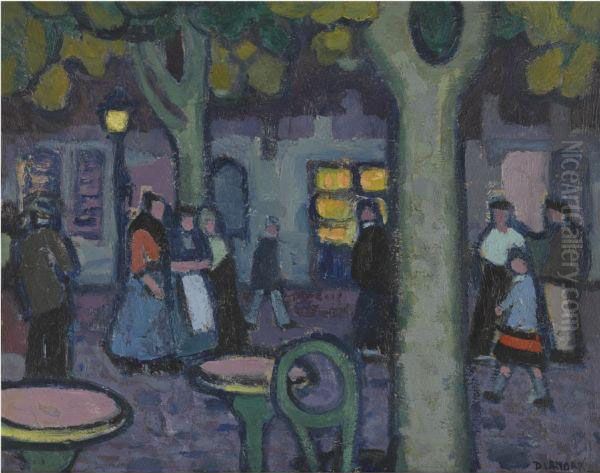 Night Scene, Martigues Oil Painting by Jessica Dismorr