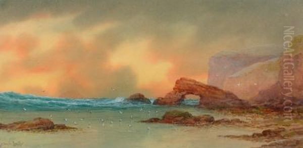 sunlit Coastline Oil Painting by James Swinton Diston