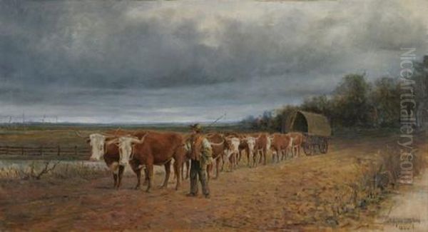 Bullock Team (12 Bullocks) Oil Painting by James Swinton Diston