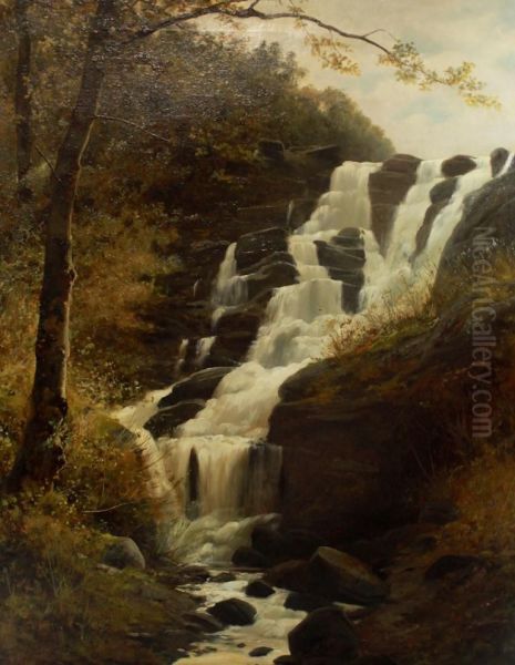 Waterfall Oil Painting by Arthur Ditchfield