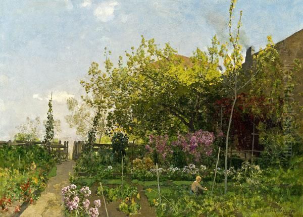 Garten In Traismauer Oil Painting by Adolf Gustav Ditscheiner