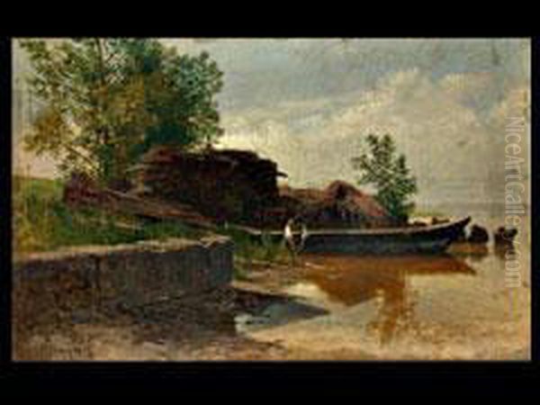 Kahn Am Chiemseeufer Oil Painting by Adolf Gustav Ditscheiner