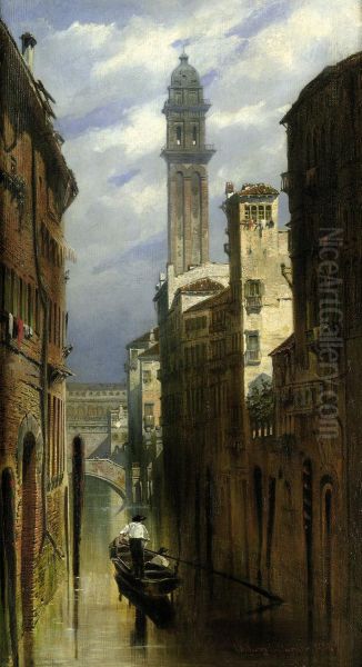 Venedig: Blick Uber Einen Kanal Oil Painting by Ludwig Dittweiler