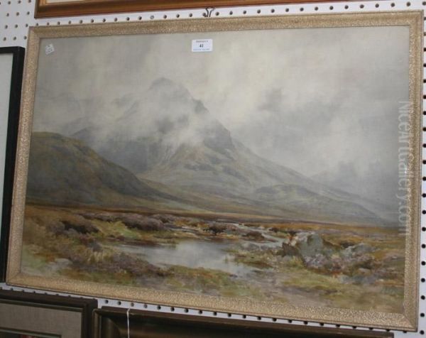 View Of A Mountain And Meandering Stream Oil Painting by Arthur Percy Dixon