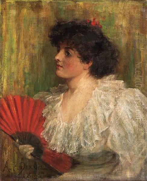 The Red Fan Oil Painting by Arthur Percy Dixon