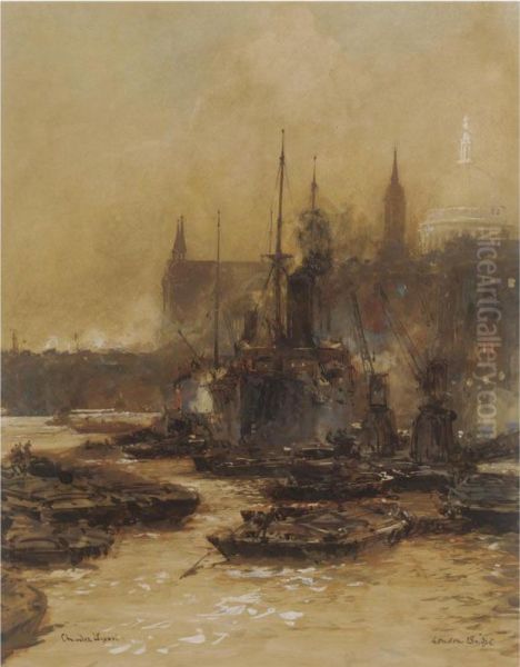 London Bridge Oil Painting by Charles Dixon