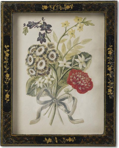 Ii Embossed-paper And Guoache-painted Pictures Of Flowers Oil Painting by Samuel Dixon