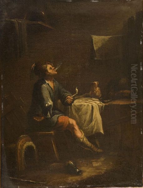 Macellaio E Fumatori Oil Painting by Antonio Diziani