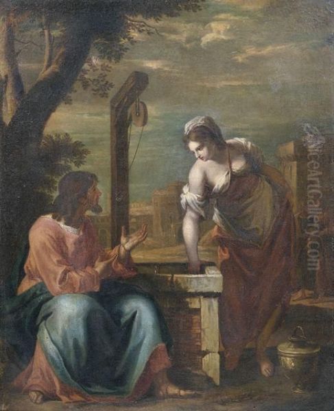 Christus Und Die Samariterin Am Brunnen Oil Painting by Gaspare Diziani