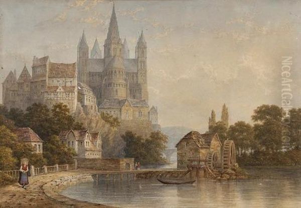 Limburg On The Lahn, Germany Oil Painting by John Dobbin