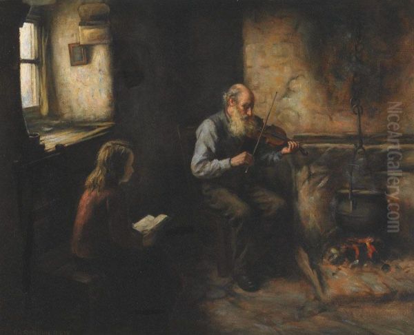 The Old Fiddler Oil Painting by Henry John Dobson