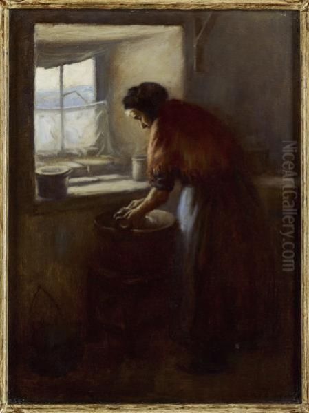 Wash Day Oil Painting by Henry John Dobson