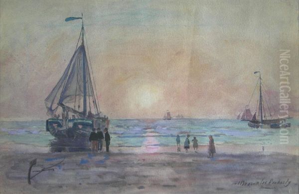 Unloading The Catch Oil Painting by Alexander Brownlie Docharty