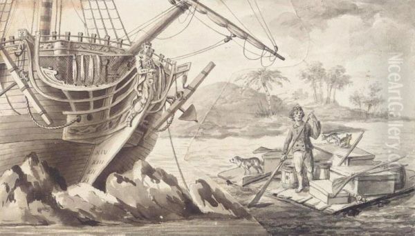 A Folio Of Drawings From 'the Life And Adventures Of Robinson Crusoe' And 'a Pilgrim's Progress Oil Painting by Daniel Dodd