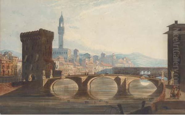 Ponte Di Santa Trinita, Florence Oil Painting by Joseph Josiah Dodd