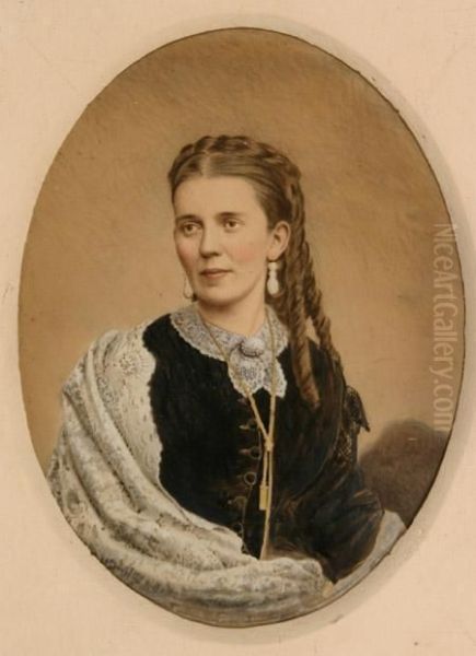 Portrait Of Mrs. Emma C. Preston Oil Painting by John Wood Dodge