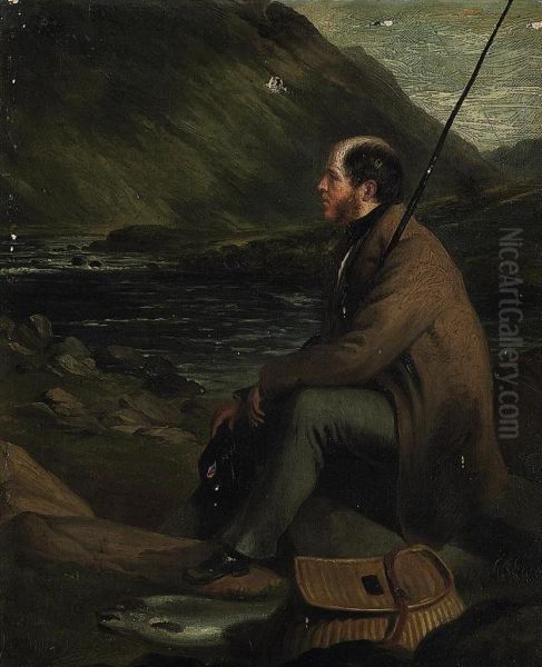 Frederick, 4th Earl Spencer, K.g. (1798-1857), Fishing On Loch Awe,argyllshire Oil Painting by George Dodson Tomlinson