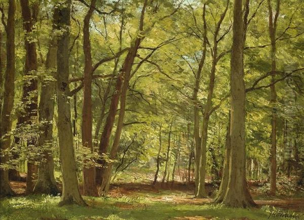 View Of A Forest Oil Painting by Johan Hendrik Doeleman