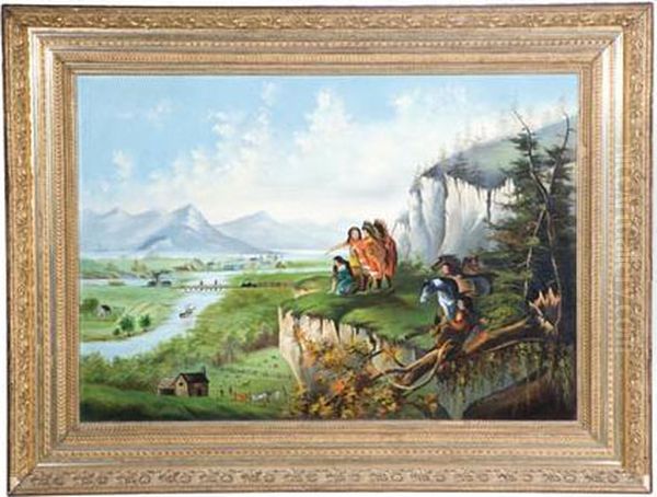 River Valley Landscape Oil Painting by Karl Emil I Doepler