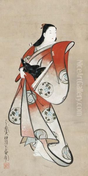 Courtesan Oil Painting by Kaigetsudo Dohan