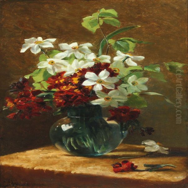 Still Life With Flowers In A Vase Oil Painting by Augusta Dohlmann