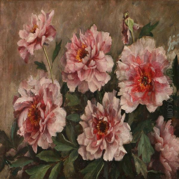 Pink Penoies Oil Painting by Augusta Dohlmann