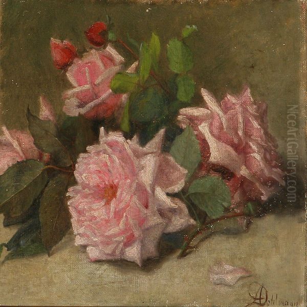 Pink Roses Oil Painting by Augusta Dohlmann