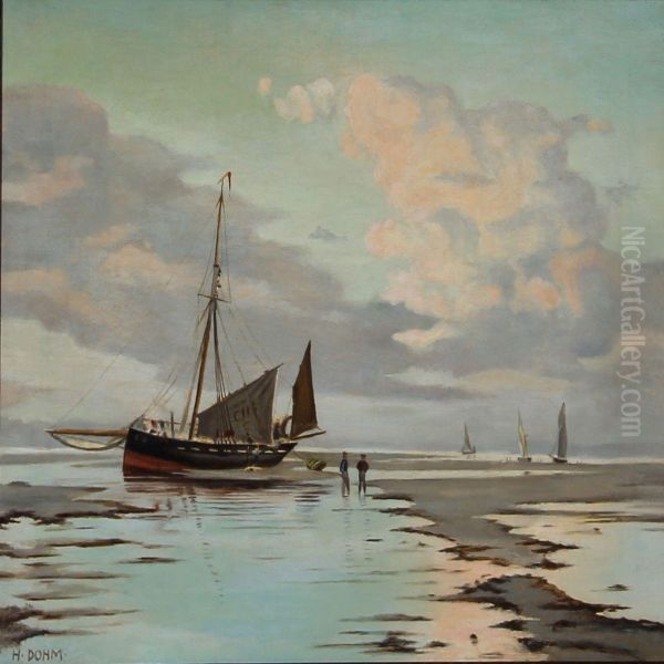 Coastal Scene From Sonderho On Fano, Denmark Oil Painting by Heinrich Dohm