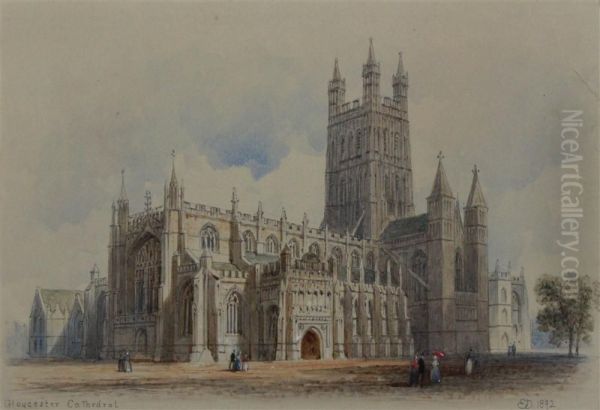 Gloucester Cathedral Oil Painting by Edwin Thomas Dolby