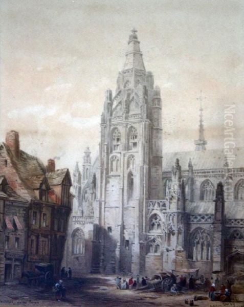 Cathedral In A Square Oil Painting by Edwin Thomas Dolby