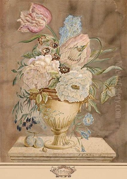 Still-life Of Flowers Oil Painting by J.G. Dolleman