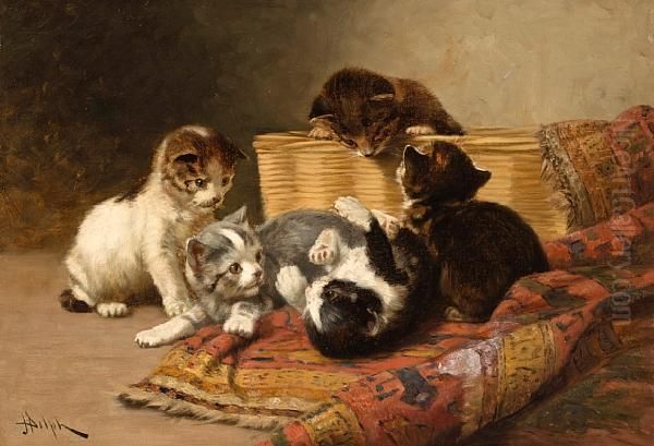 Playing Kittens Oil Painting by John Henry Dolph