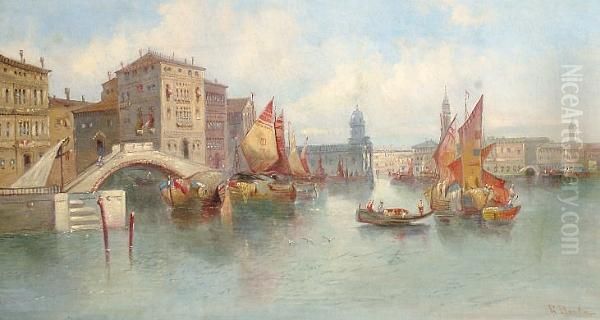 A Venetian Capriccio Oil Painting by R. Domba