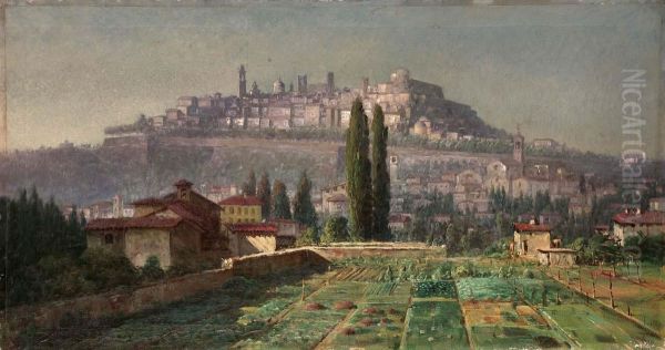 Veduta Di Bergamo Oil Painting by Francesco Domeneghini